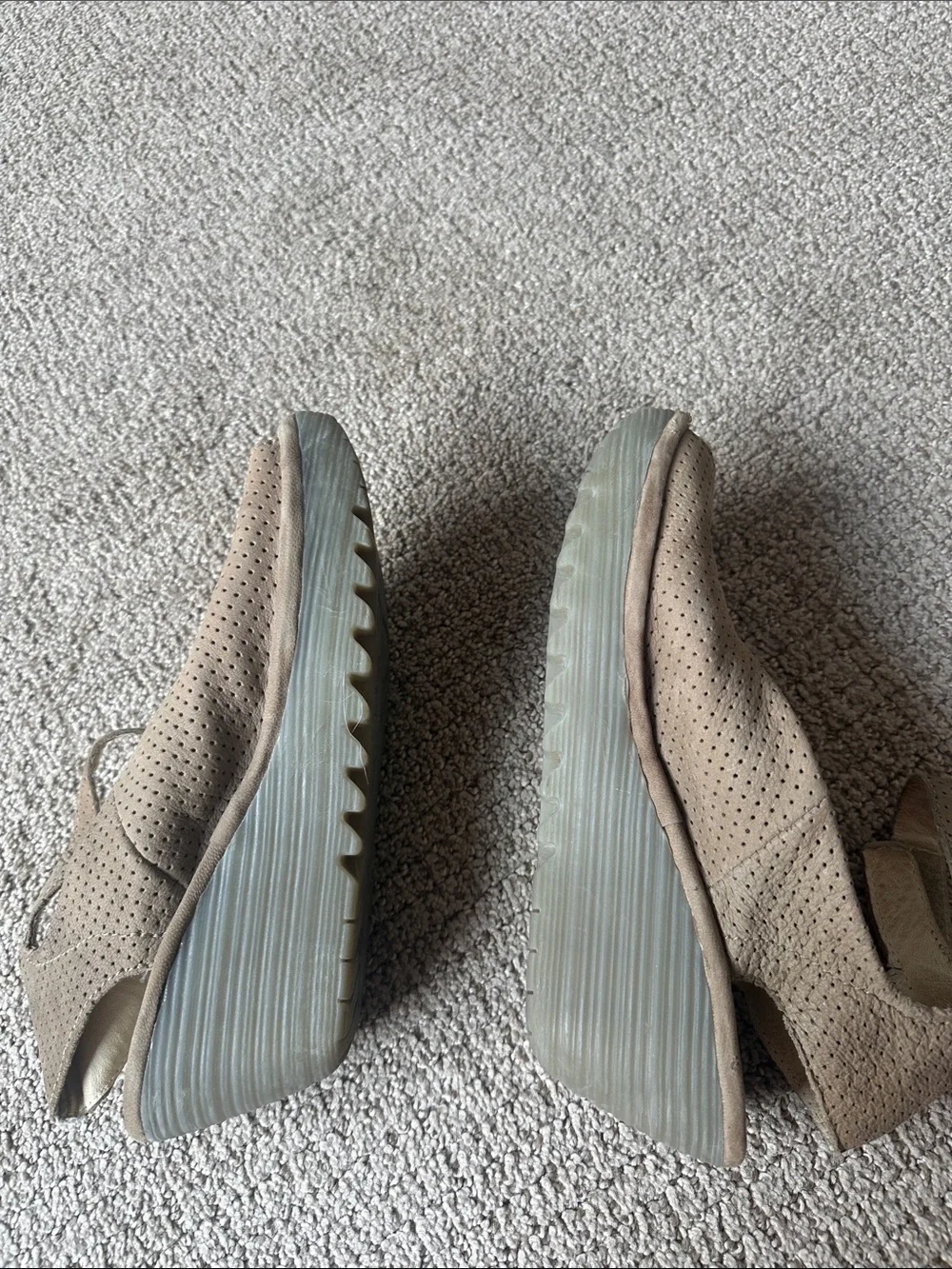 Fly London tan Yala Perforated Peep-Toe Wedge Sandals